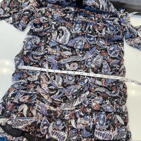 Zara Paisley Floral Print Draped Ruched Mini Dress Size L NWT - Picture 13 of 14